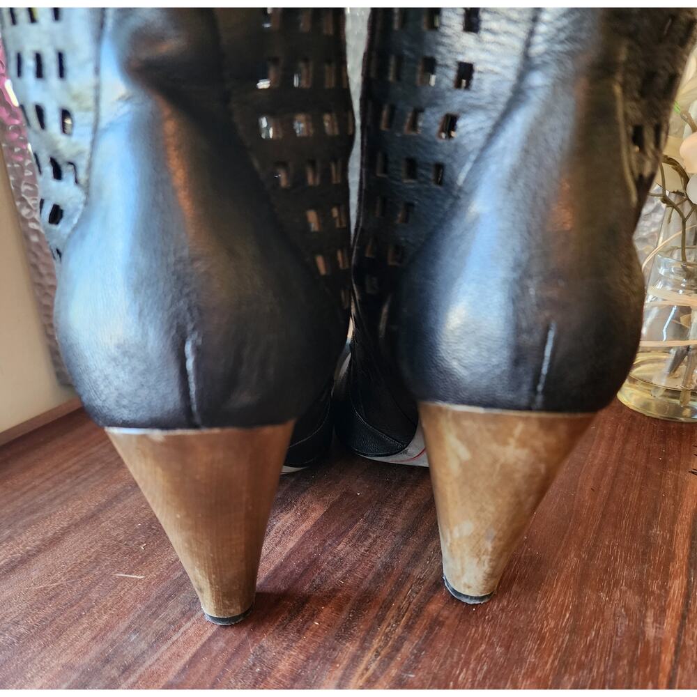 Miss Sixty Six Black Perforated Boots Y2k Whimsigoth Festival Indie - Picture 4 of 7
